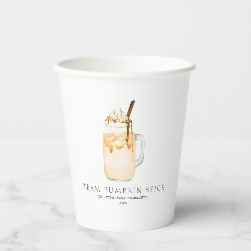 Team Pumpkin Spice Thanksgiving Fall Paper Cups