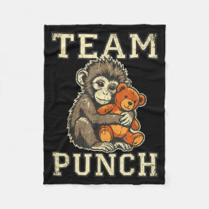 Team punch baby monkey and plush toy meme  fleece blanket