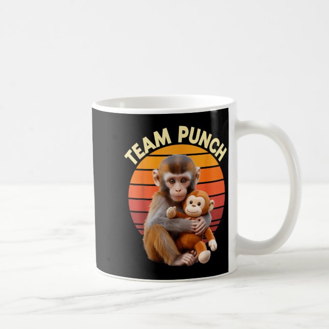 Team Punch Monkey Plush Retro Sun Coffee Mug (Right)
