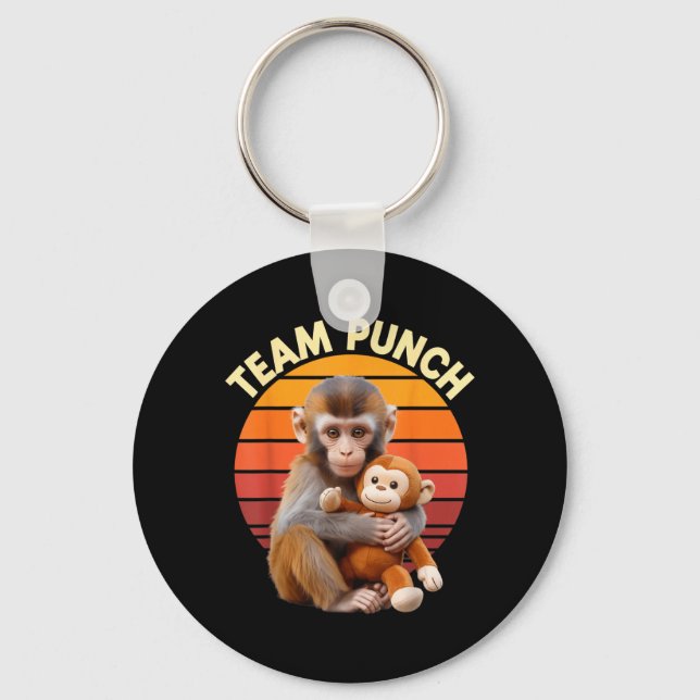Team Punch Monkey Plush Retro Sun Keychain (Front)