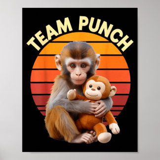 Team Punch Monkey Plush Retro Sun Poster