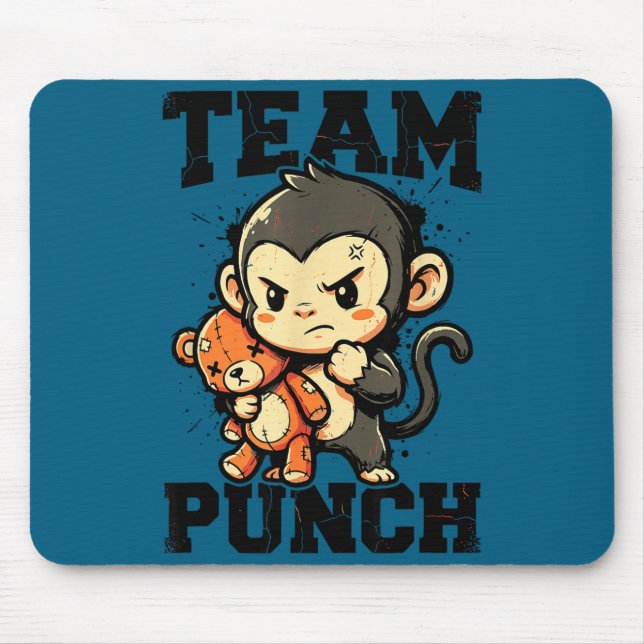 Team punch tough baby monkey plush toy meme  mouse pad (Front)