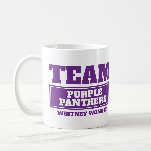 Team purple personalize team and name mug (Left)