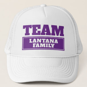 Team purple personalized team name or family name trucker hat