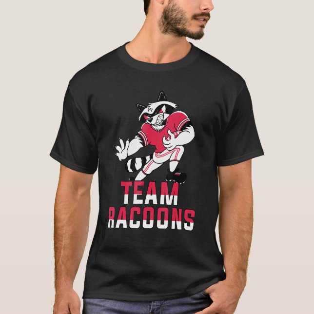 Team Raccoons 09 Animal Sports Cute Sporty Footbal T-Shirt (Front)