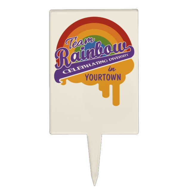 Team Rainbow custom cake topper (Front)