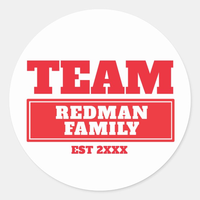 Team red personalized family or team stickers (Front)