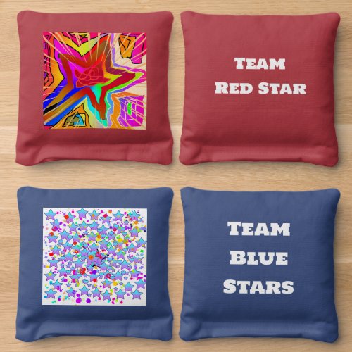 Team Red Star Team Blue Stars  Cornhole Bags