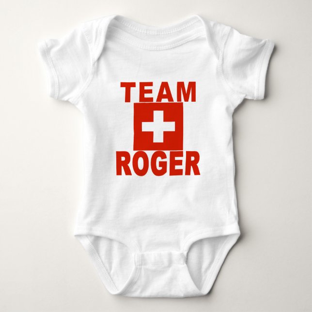 Team Roger with Swiss Flag Baby Bodysuit (Front)