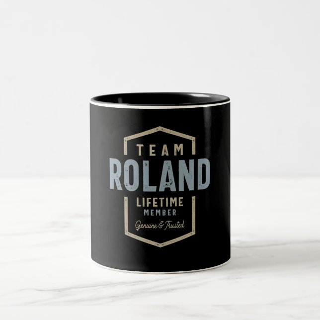Team Roland Lifetime Member Personalized Name  Two-Tone Coffee Mug (Center)