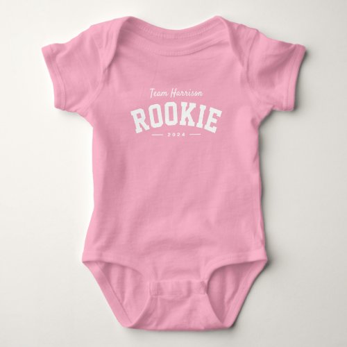 Team rookie cute family name cute white text baby bodysuit