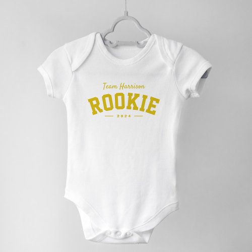 Team rookie family name gender neutral  baby bodysuit