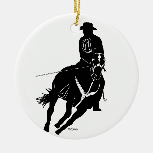 team ropers ceramic ornament (Front)
