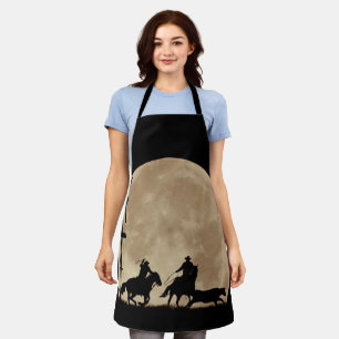 Team Roping Country Western Cowboy Moon Apron