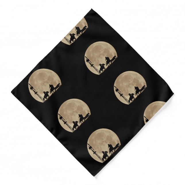 Team Roping Cowboys Horses Steer and Windmill Bandana (Front)
