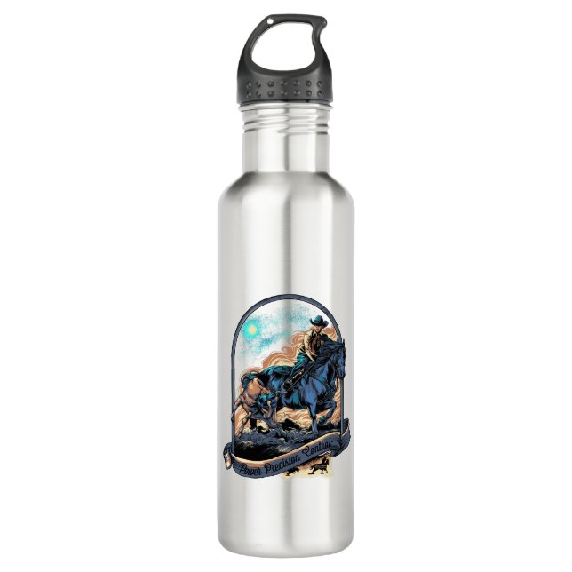 Team Roping Header Cowboy Western Rodeo Ranch Stainless Steel Water Bottle (Front)
