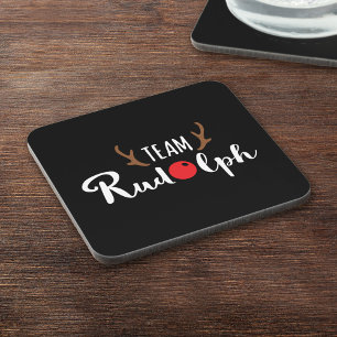 Team Rudolph Christmas Motif Beverage Coaster