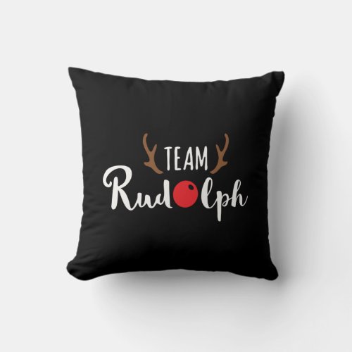 Team Rudolph Christmas Motif Throw Pillow