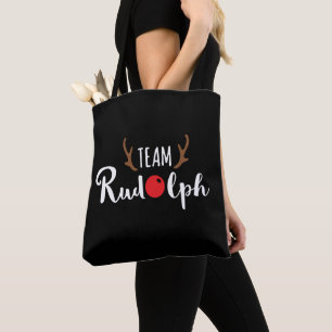Team Rudolph Christmas Motif Tote Bag
