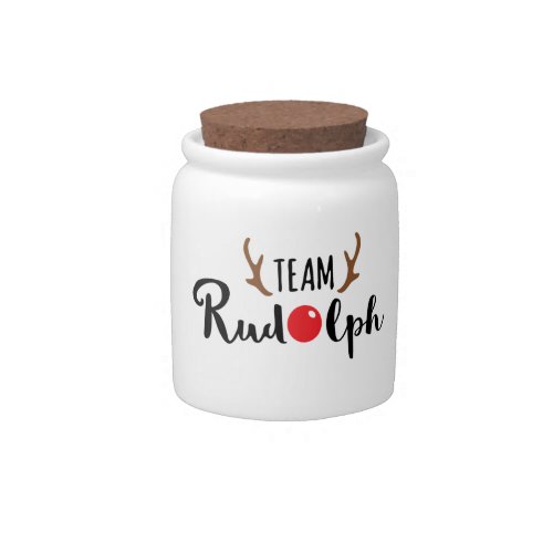Team Rudolph Christmas Quote Candy Jar