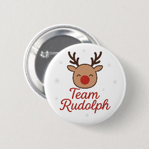 Team Rudolph Funny Cute Christmas Button