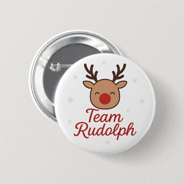 Team Rudolph Funny Cute Christmas Button (Front & Back)