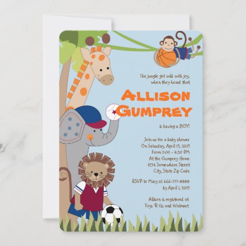 Team Safari Baby Shower Invitation