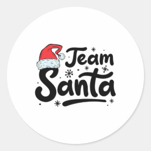 Team Santa Christmas Family Matching Pajamas Boys Classic Round Sticker