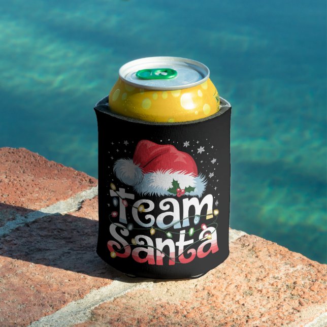 Team Santa Claus Christmas Family Matching Pajama  Can Cooler (In Situ Pool)