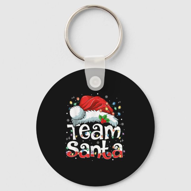 Team Santa Claus Christmas Family Matching Pajama  Keychain (Front)
