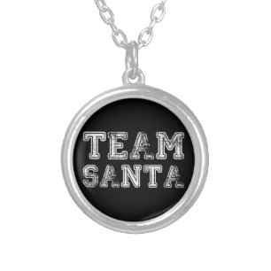 Team Santa Funny Christmas Silver Plated Necklace