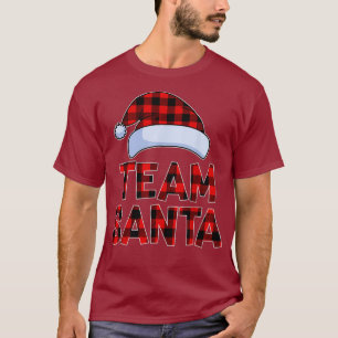 Team Santa Red Plaid Claus Hat Matching Family T-Shirt