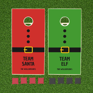 Team Santa Red Team Elf Green Cornhole Set