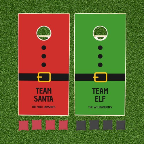 Team Santa Red Team Elf Green Cornhole Set