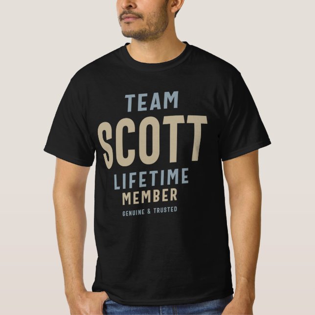 Team Scott Lifetime Member Personalized Name T-Shirt (Front)
