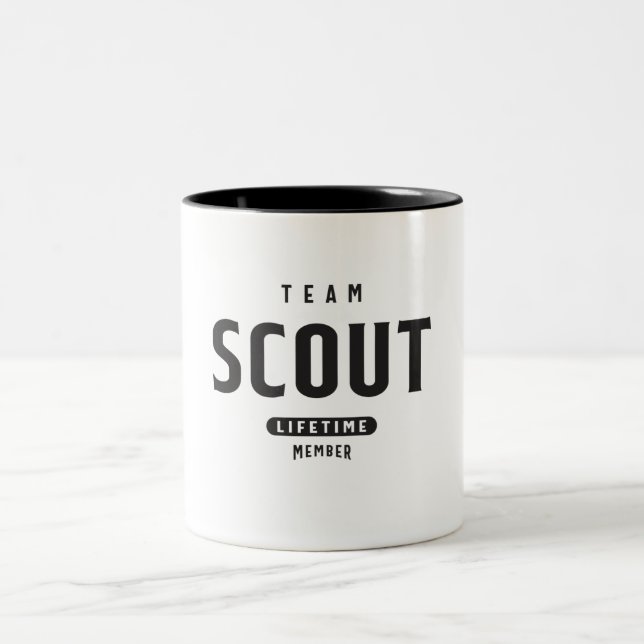 Team Scout Lifetime Member Personalized Name Two-Tone Coffee Mug (Center)