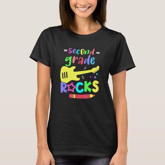 Team Second Grade Hello 2nd Grade Rocks Back To Sc T-Shirt (Front)