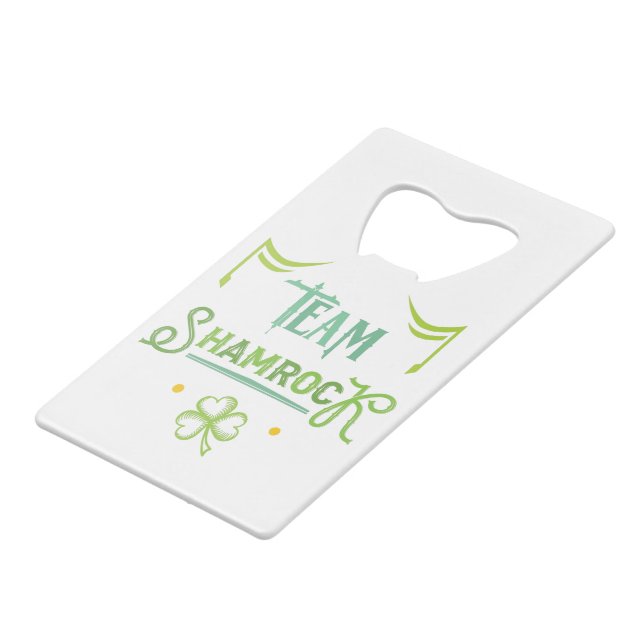 Team Shamrock Credit Card Bottle Opener (Front Angled)