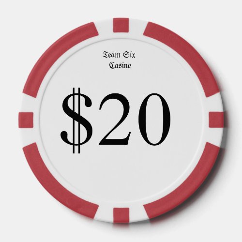 Team Six Funny Casino Money 20 Casino Coin Poker Chips
