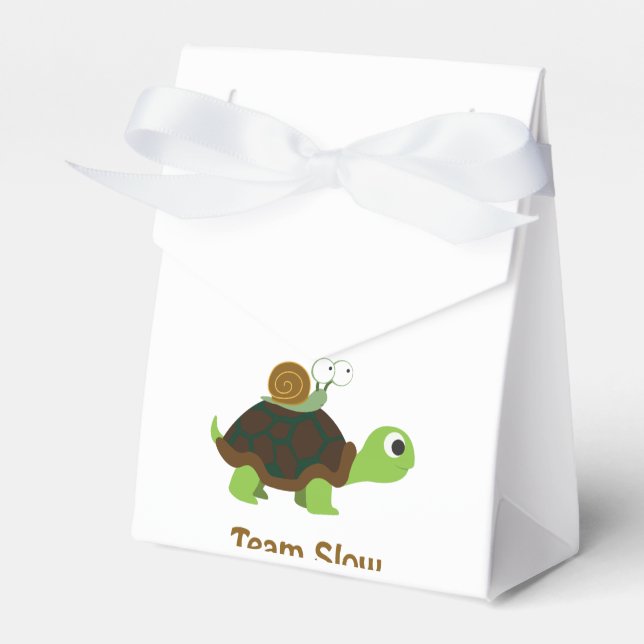 Team Slow Cute Cartoon Turtle and Snail Favor Boxes (Front Side)
