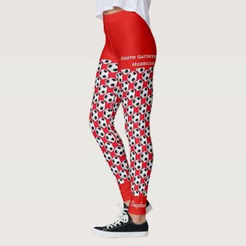 Team Soccer Ball Leggings with Fake Red Shorts