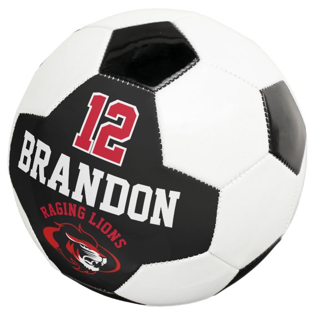 Team Soccer  Logo - Red, Black and White Ball (Three Quarter)