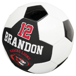 Team Soccer Logo - Red, Black and White Soccer Ball