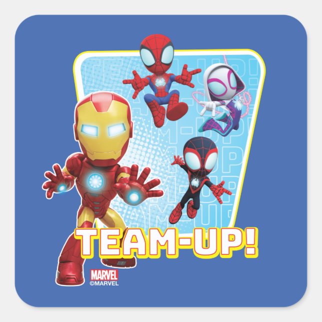 Team Spidey and Iron Man Team-Up! Square Sticker (Front)