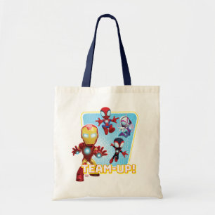 Team Spidey and Iron Man Team-Up! Tote Bag
