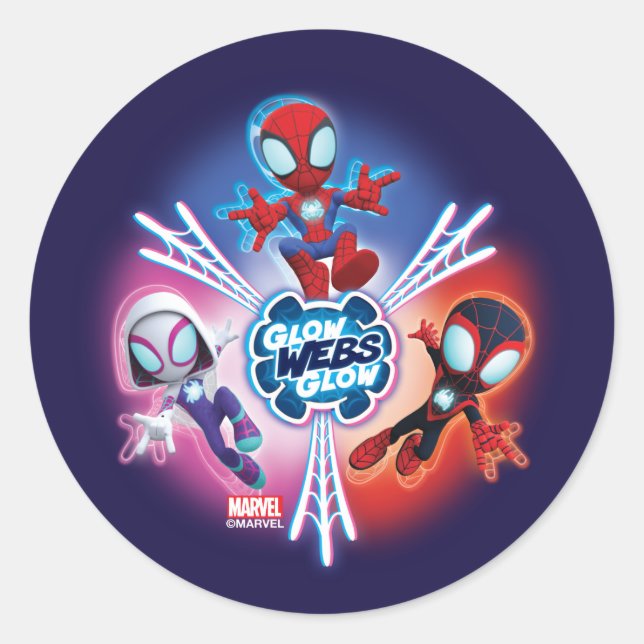 Team Spidey Glow Webs Glow Graphic Classic Round Sticker (Front)