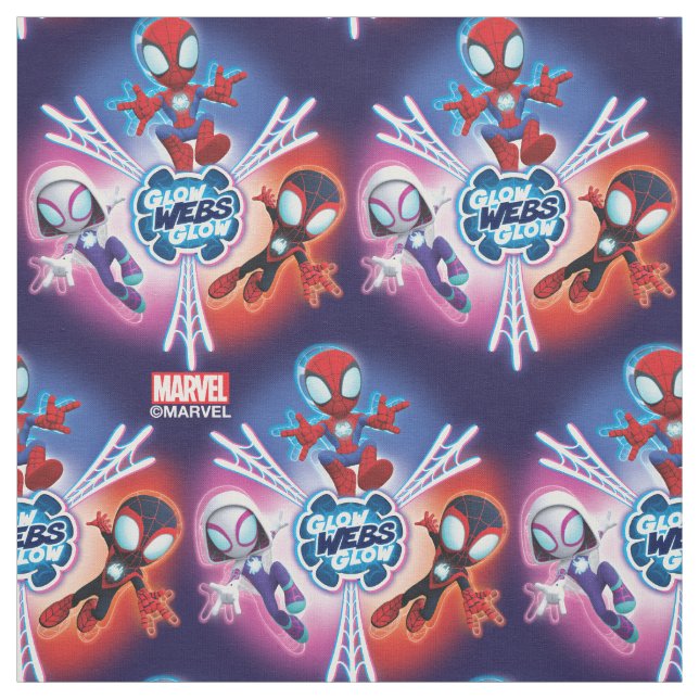 Team Spidey Glow Webs Glow Graphic Fabric (Swatch)