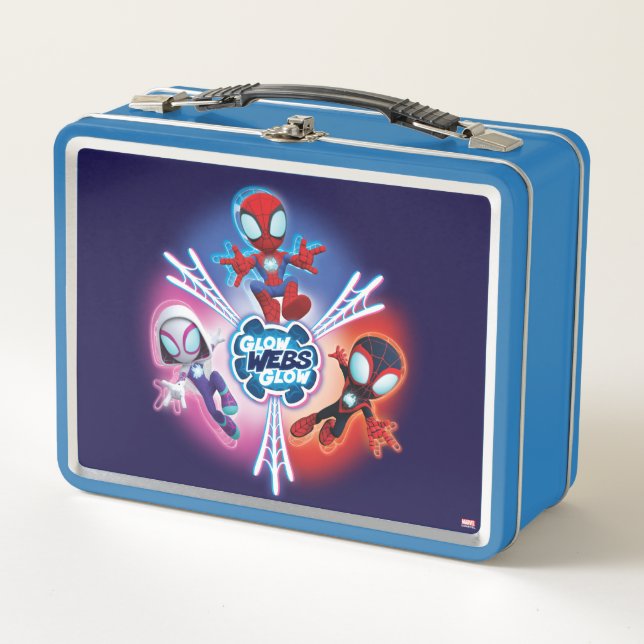 Team Spidey Glow Webs Glow Graphic Metal Lunch Box (Front)