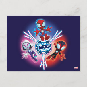 Team Spidey Glow Webs Glow Graphic Postcard