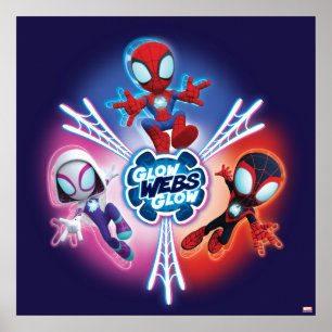 Team Spidey Glow Webs Glow Graphic Poster